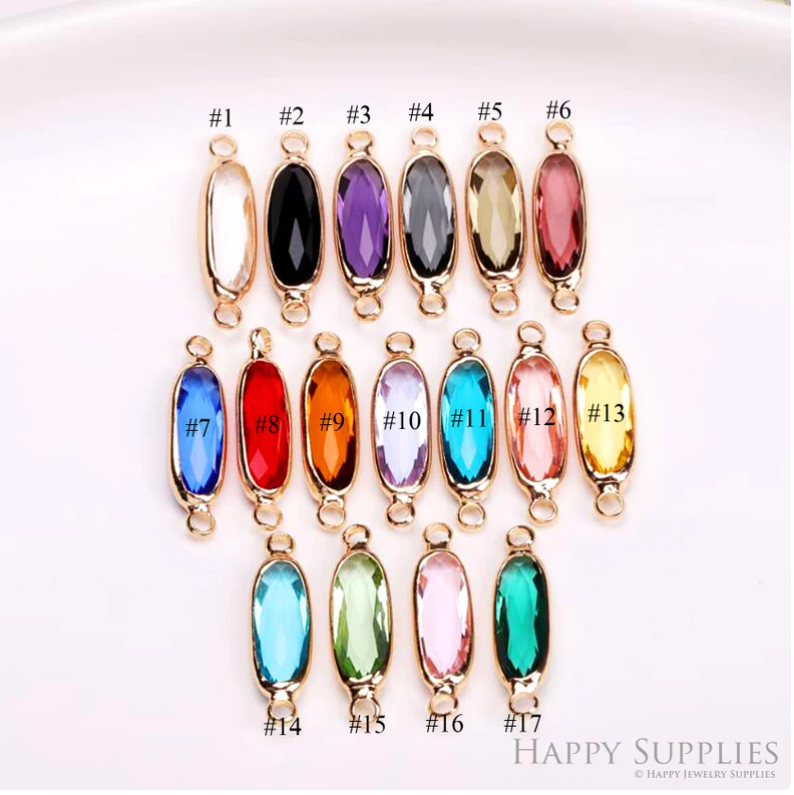 50pcs Oval Geometric Shape Zircon Connector Charm,Glass Oval Bracelet Earring Charms,Crystal Gemstone Earring Pendant Charm Wholesale(TR-143)