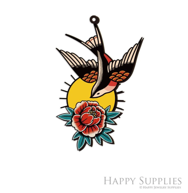 Handmade Jewelry Making Supplies Beads Cut Wooden Charm Swallow DIY Necklace Earring Brooch (CW2041)
