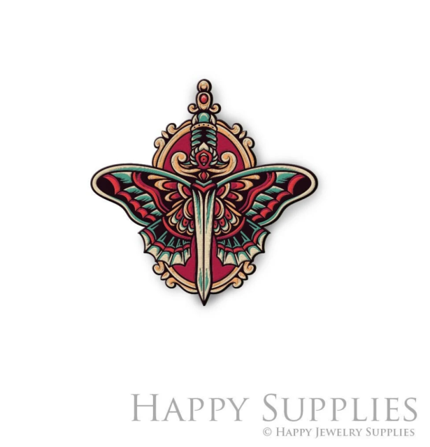 Handmade Jewelry Making Supplies Beads Cut Wooden Charm Sword DIY Necklace Earring Brooch (CW796)