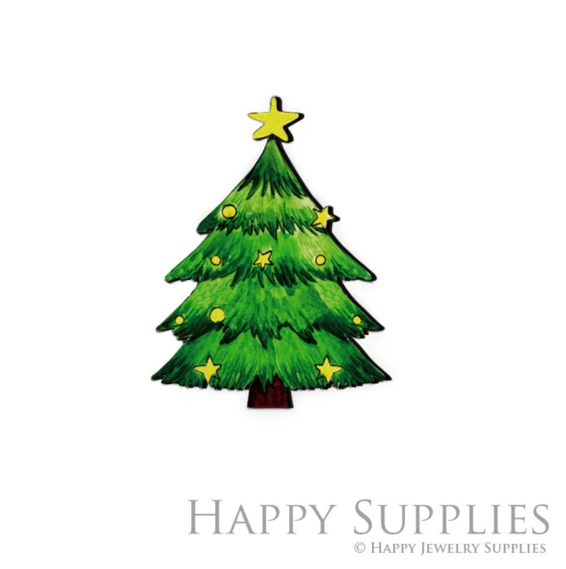 Handmade Jewelry Making Supplies Beads Cut Wooden Charm Christmas Tree DIY Necklace Earring Brooch (CW117)