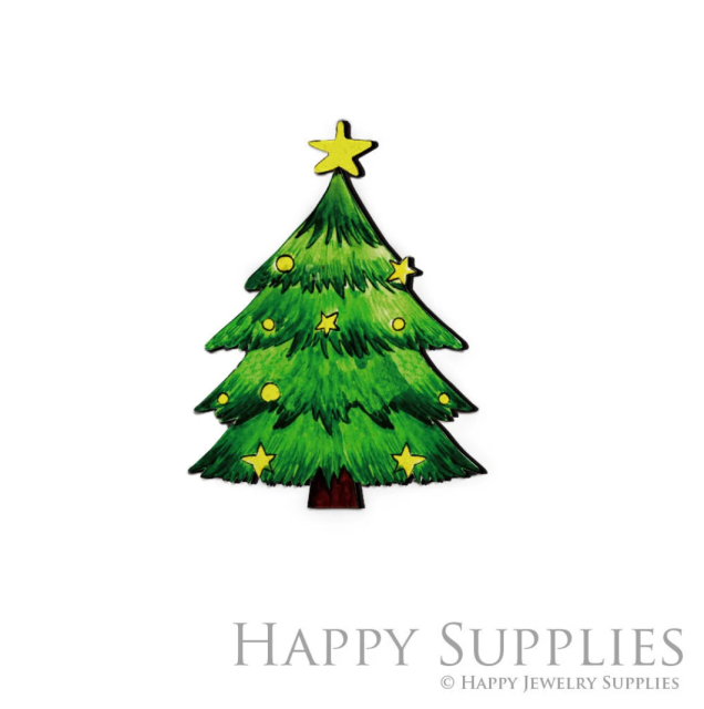 Handmade Jewelry Making Supplies Beads Cut Wooden Charm Christmas Tree DIY Necklace Earring Brooch (CW117)