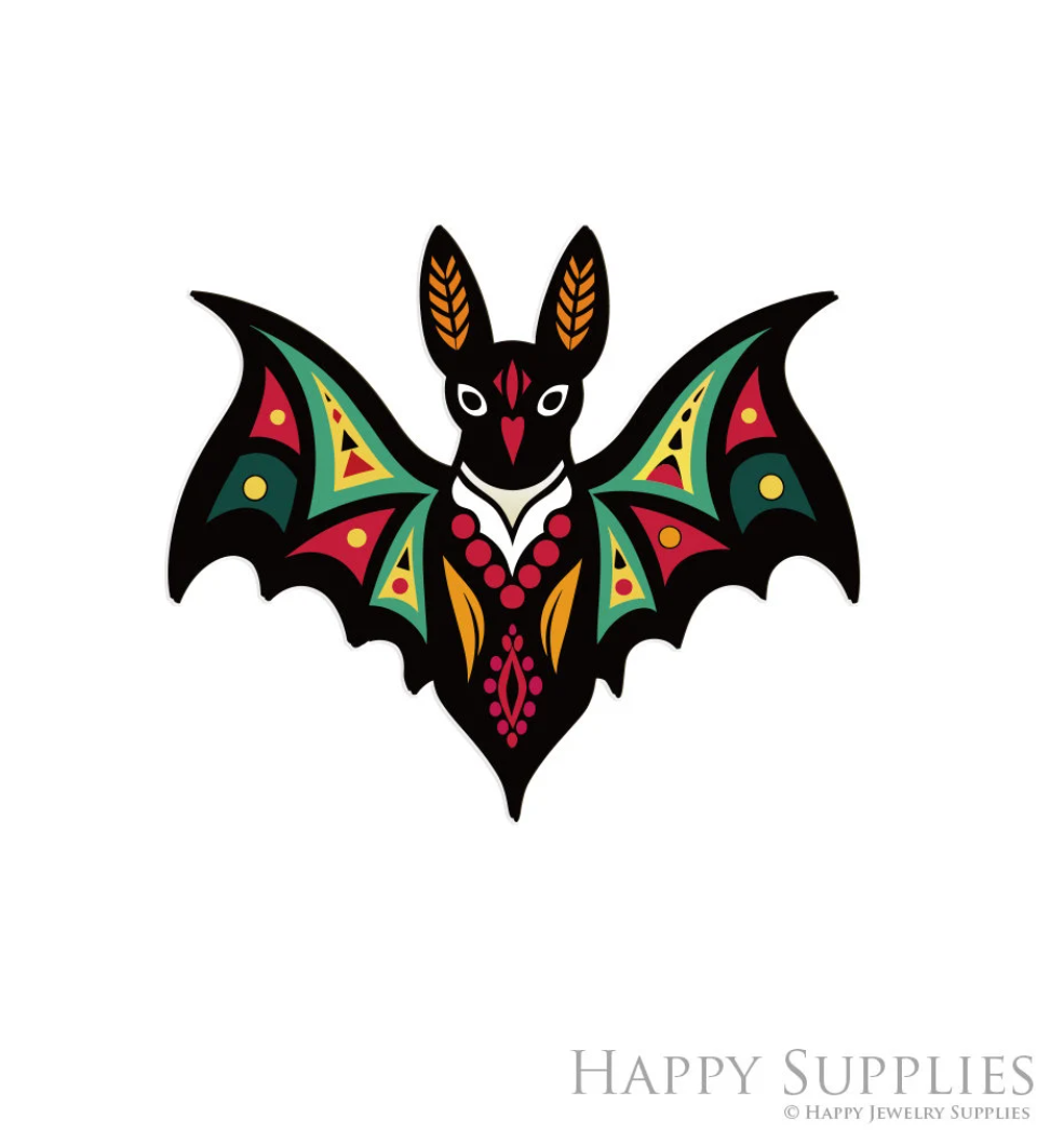 Handmade Jewelry Making Supplies Beads Cut Wooden Charm Bat DIY Necklace Earring Brooch (CW1012)
