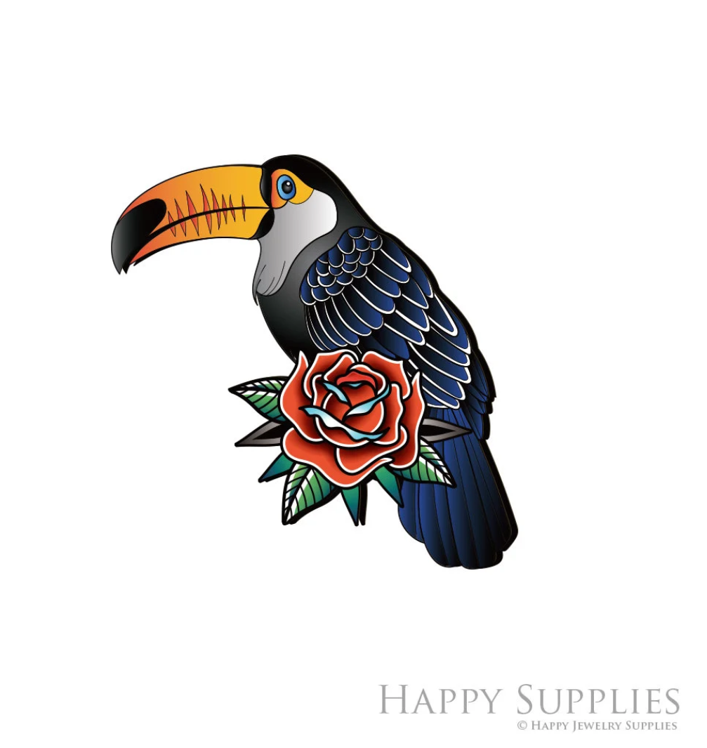 Handmade Jewelry Making Supplies Beads Cut Wooden Parrot Charm DIY Necklace Earring Brooch (CW1022)