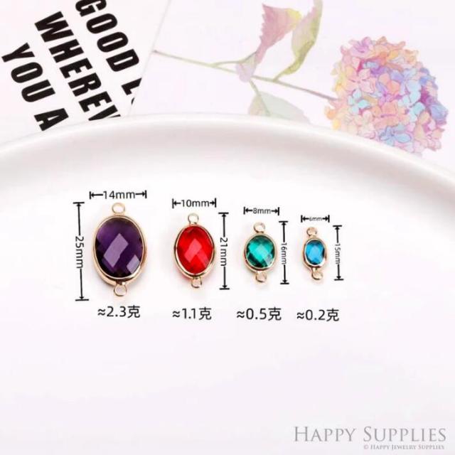 50pcs Oval Geometric Shape Zircon Connector Charm, Glass Bracelet Earring Charms, Crystal Gemstone Earring Pendant Charm Wholesale (TR-145)