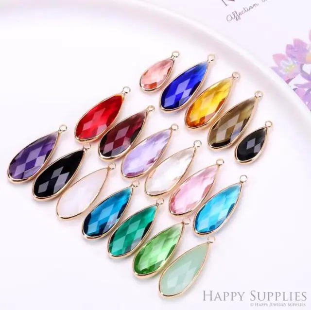 20pcs Drop Geometric Shape Zircon Connector Charm, Glass Bracelet Earring Charms, Crystal Gemstone Earring Pendant Charm Wholesale (TR-152)