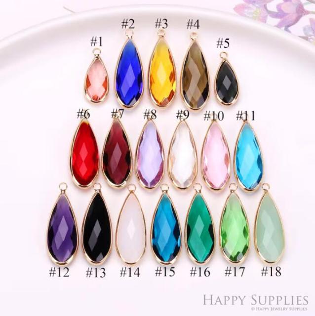 20pcs Drop Geometric Shape Zircon Connector Charm, Glass Bracelet Earring Charms, Crystal Gemstone Earring Pendant Charm Wholesale (TR-152)