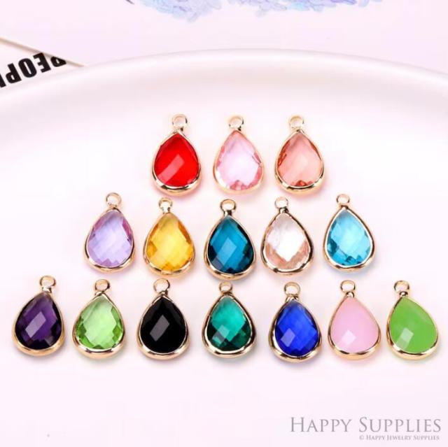 50pcs Drop Geometric Shape Zircon Connector Charm, Glass Bracelet Earring Charms, Crystal Gemstone Earring Pendant Charm Wholesale (TR-148)