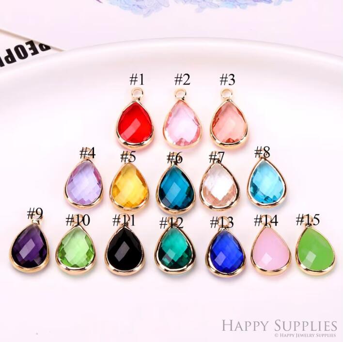 50pcs Drop Geometric Shape Zircon Connector Charm, Glass Bracelet Earring Charms, Crystal Gemstone Earring Pendant Charm Wholesale (TR-148)