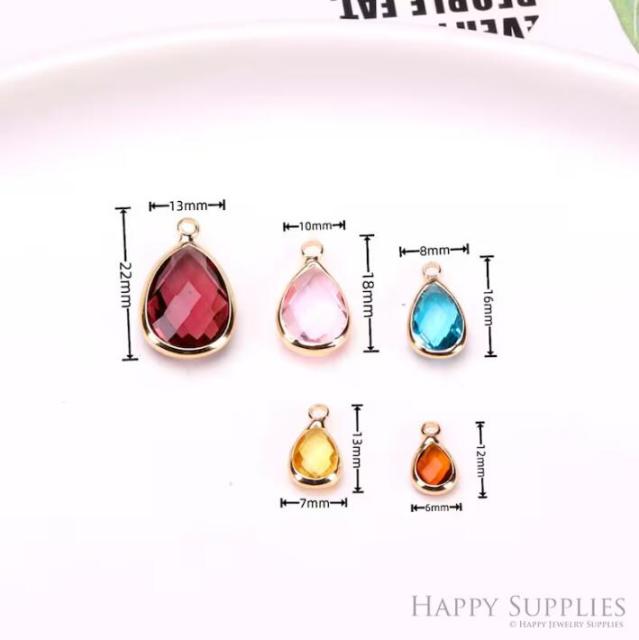 50pcs Drop Geometric Shape Zircon Connector Charm, Glass Bracelet Earring Charms, Crystal Gemstone Earring Pendant Charm Wholesale (TR-148)
