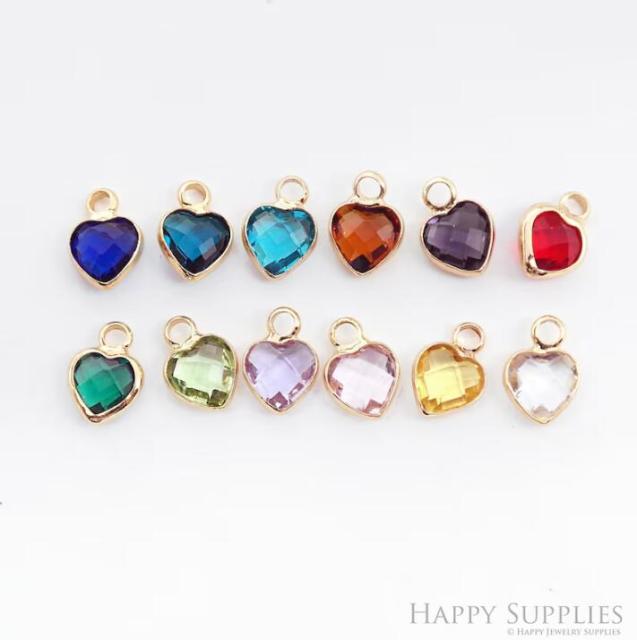 50pcs Love Geometric Shape Zircon Connector Charm, Glass Bracelet Earring Charms, Crystal Gemstone Earring Pendant Charm Wholesale (TR-216)