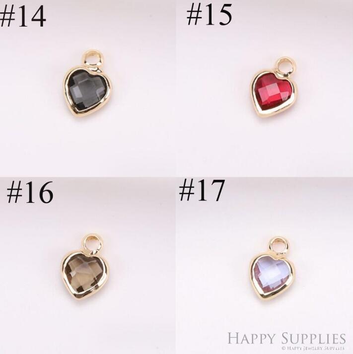 50pcs Love Geometric Shape Zircon Connector Charm, Glass Bracelet Earring Charms, Crystal Gemstone Earring Pendant Charm Wholesale (TR-216)