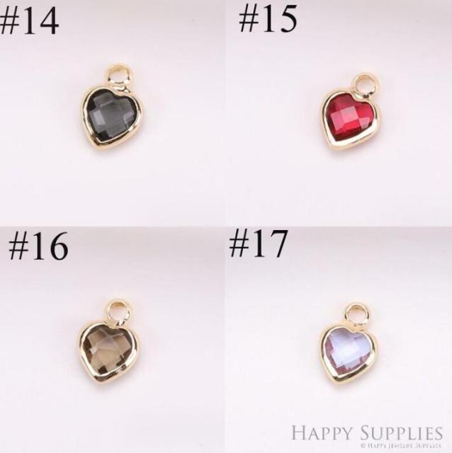 50pcs Love Geometric Shape Zircon Connector Charm, Glass Bracelet Earring Charms, Crystal Gemstone Earring Pendant Charm Wholesale (TR-216)