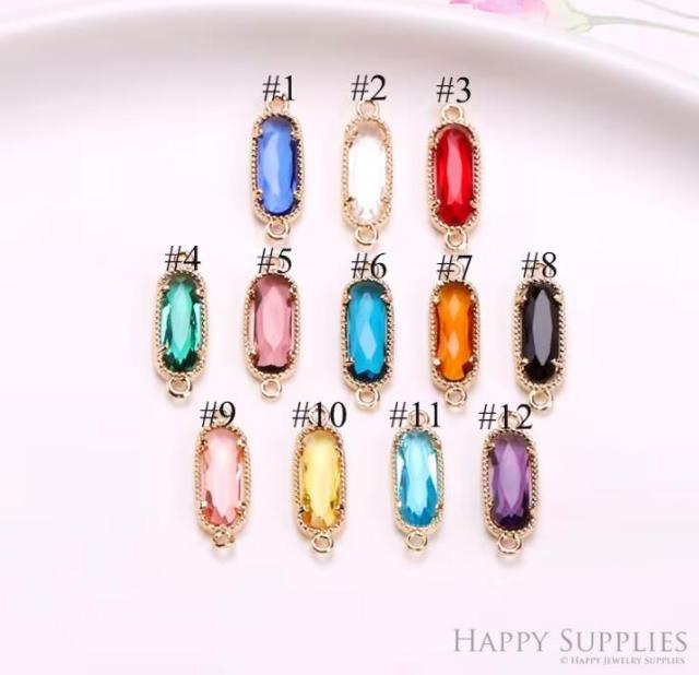 50pcs Oval Shape Zircon Connector Charm, Birthstone Charms Earring , Crystal Gemstone Earring Pendant Charm Wholesale (TR-199)