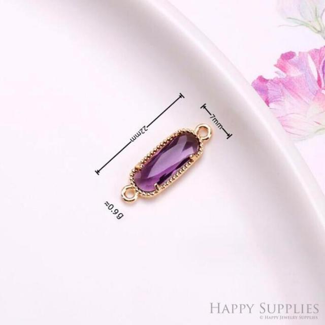 50pcs Oval Shape Zircon Connector Charm, Birthstone Charms Earring , Crystal Gemstone Earring Pendant Charm Wholesale (TR-199)