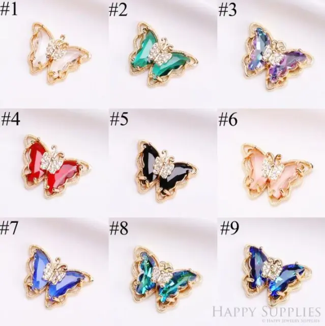 5pcs Crystal Butterfly Beads, Butterfly Charms Pendant,Necklace Pendant, Earrings Charms,CZ pave Butterfly Charms,Earring connectors(TR-141)