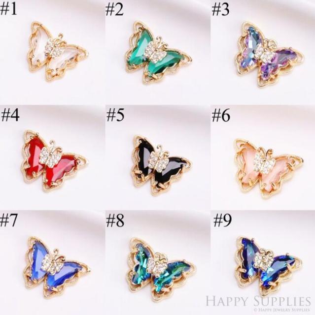 5pcs Crystal Butterfly Beads, Butterfly Charms Pendant,Necklace Pendant, Earrings Charms,CZ pave Butterfly Charms,Earring connectors(TR-141)