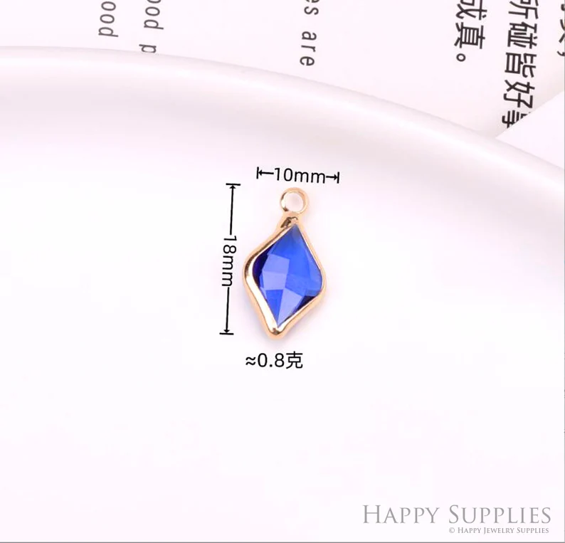 50pcs Diamond Shape Zircon Connector Charm, Glass Bracelet Earring Charms, Crystal Gemstone Earring Pendant Charm Wholesale (TR-159)