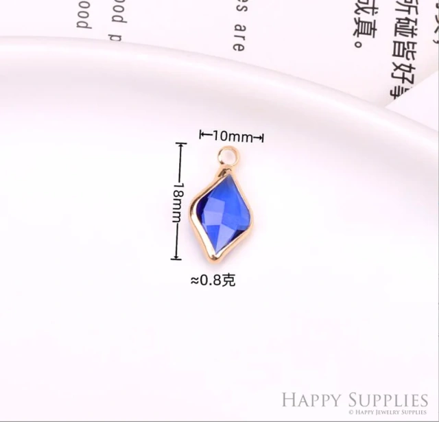 50pcs Diamond Shape Zircon Connector Charm, Glass Bracelet Earring Charms, Crystal Gemstone Earring Pendant Charm Wholesale (TR-159)