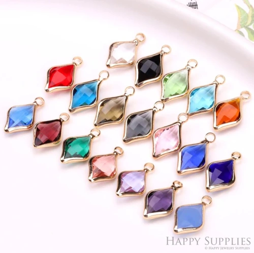 50pcs Diamond Shape Zircon Connector Charm, Glass Bracelet Earring Charms, Crystal Gemstone Earring Pendant Charm Wholesale (TR-159)