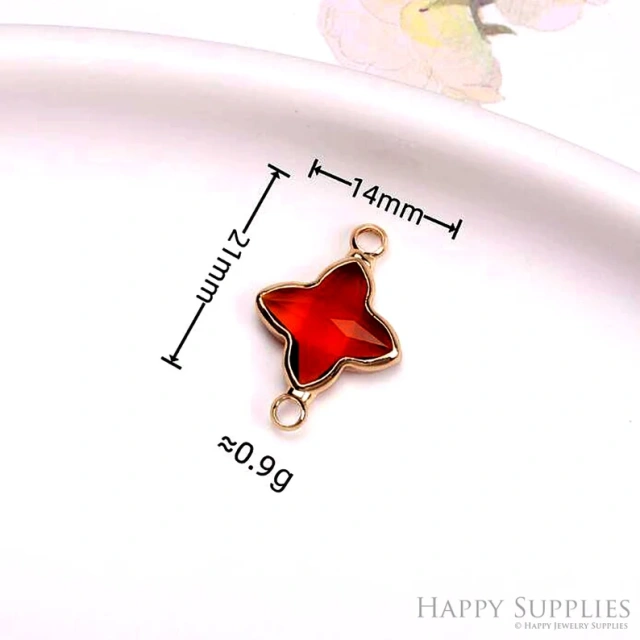 50pcs Four-Leaf Clover Shape Zircon Connector Charm,Glass Bracelet Earring Charms,Crystal Gemstone Earring Pendant Charm Wholesale(TR-168-B)