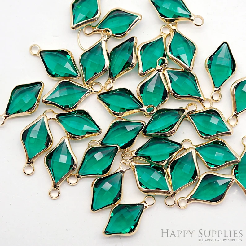 50pcs Diamond Shape Zircon Connector Charm, Glass Bracelet Earring Charms, Crystal Gemstone Earring Pendant Charm Wholesale (TR-159)