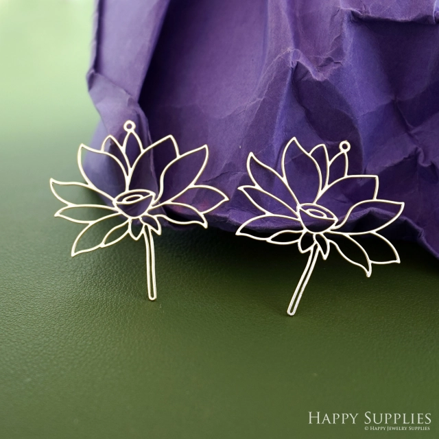 Stainless Steel Jewelry Charms, Raw Brass Charms, Lotus Charms, Earrings Findings, Stainless Steel Silver Jewelry Pendants, Brass Jewelry Findings, Stainless Steel Pendants Jewelry Wholesale (D2940)