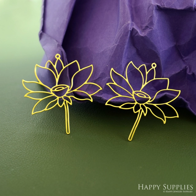 Stainless Steel Jewelry Charms, Raw Brass Charms, Lotus Charms, Earrings Findings, Stainless Steel Silver Jewelry Pendants, Brass Jewelry Findings, Stainless Steel Pendants Jewelry Wholesale (D2940)
