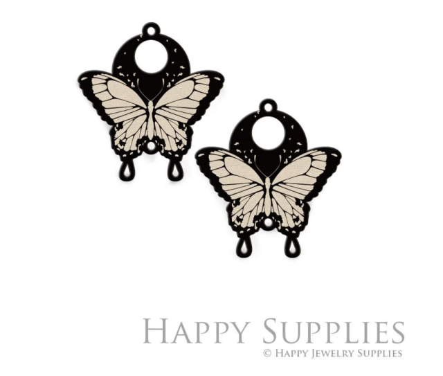 Handmade Jewelry Making Supplies Beads Cut Wooden Butterfly Charm For DIY Necklace Earring Brooch (CW901)