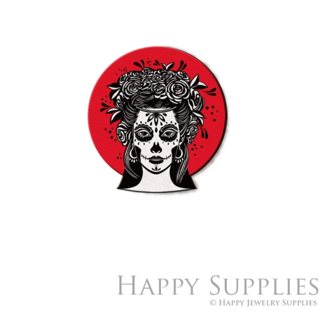 Handmade Jewelry Making Supplies Beads Cut Wooden Ghost Halloween Charm For DIY Necklace Earring Brooch (CW906-B)