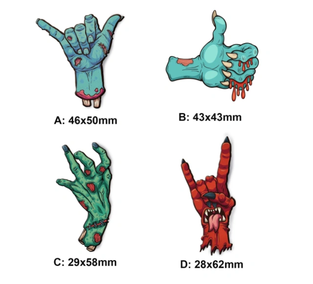 Handmade Jewelry Making Supplies Beads Cut Wooden Devil's hand Halloween Charm For DIY Necklace Earring Brooch (CW910)