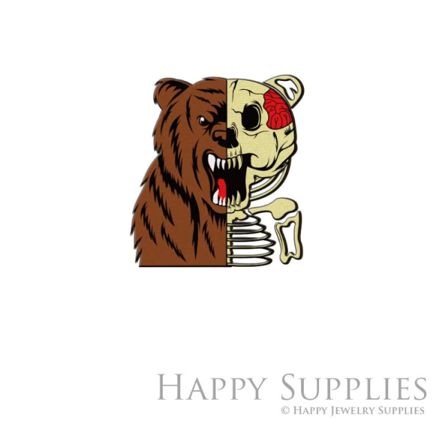 Handmade Jewelry Making Supplies Beads Cut Wooden Tiger Ghost Halloween Charm For DIY Necklace Earring Brooch (CW911)
