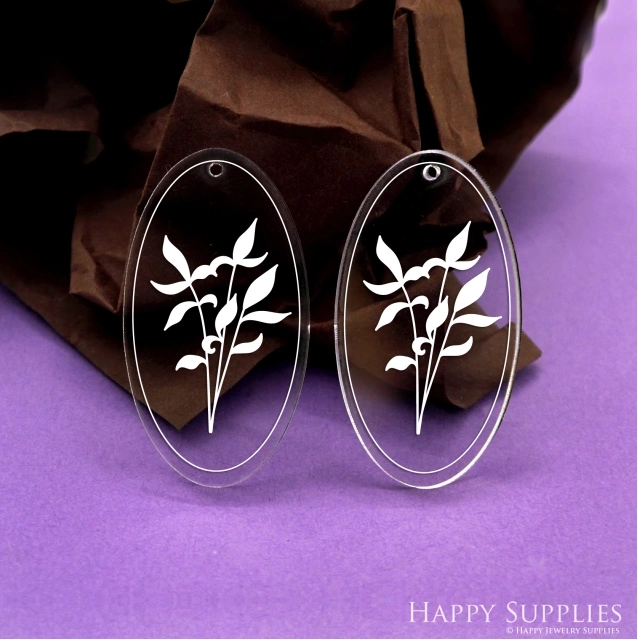 Acrylic Pendant Making Jewelry Findings Bead Laser Cut  Oval Charms For DIY Necklace Earrings (AHY077)