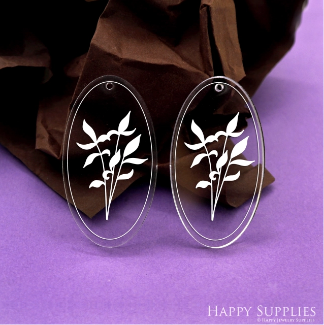 Acrylic Pendant Making Jewelry Findings Bead Laser Cut  Oval Charms For DIY Necklace Earrings (AHY077)