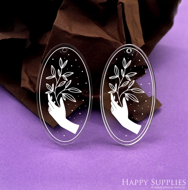Acrylic Pendant Making Jewelry Findings Bead Laser Cut  Oval Charms For DIY Necklace Earrings (AHY078)
