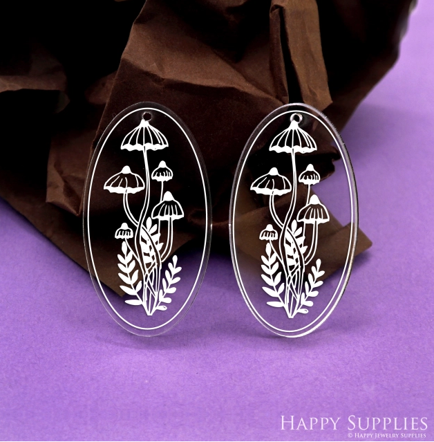 Acrylic Pendant Making Jewelry Findings Bead Laser Cut  Oval Charms For DIY Necklace Earrings (AHY080)