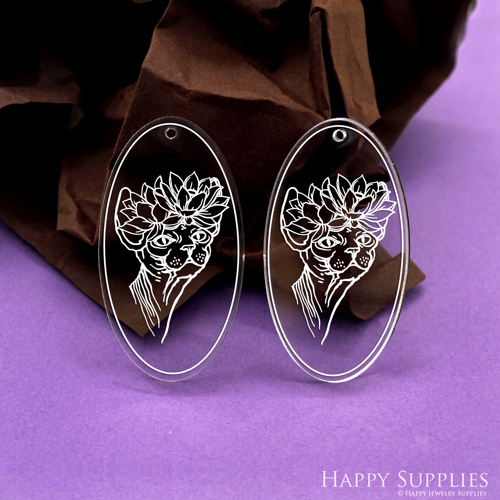 Acrylic Pendant Making Jewelry Findings Bead Laser Cut  Oval Charms For DIY Necklace Earrings (AHY084)