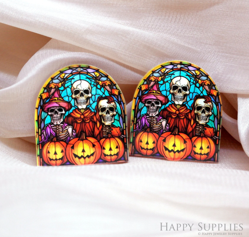 Skull Acrylic Pendant Making Jewelry Findings Bead Laser Cut Charms For DIY Necklace Earrings (CP003)