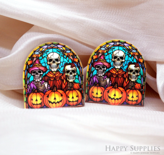 Skull Acrylic Pendant Making Jewelry Findings Bead Laser Cut Charms For DIY Necklace Earrings (CP003)