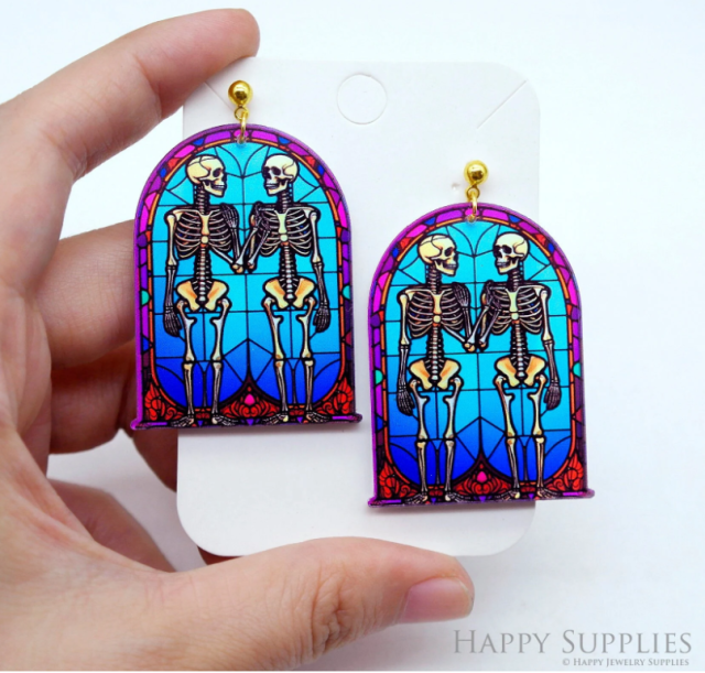 Skull Acrylic Pendant Making Jewelry Findings Bead Laser Cut Charms For DIY Necklace Earrings (CP005)