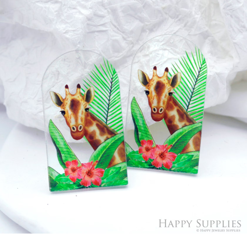 Animal Acrylic Pendant Making Jewelry Findings Bead Laser Cut Charms For DIY Necklace Earrings (CP012)