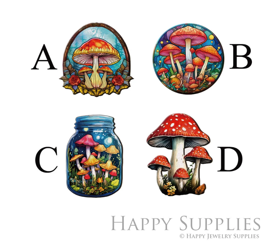 Handmade Jewelry Making Supplies Beads Cut Wooden Mushroom Charm For DIY Necklace Earring Brooch (CW921)