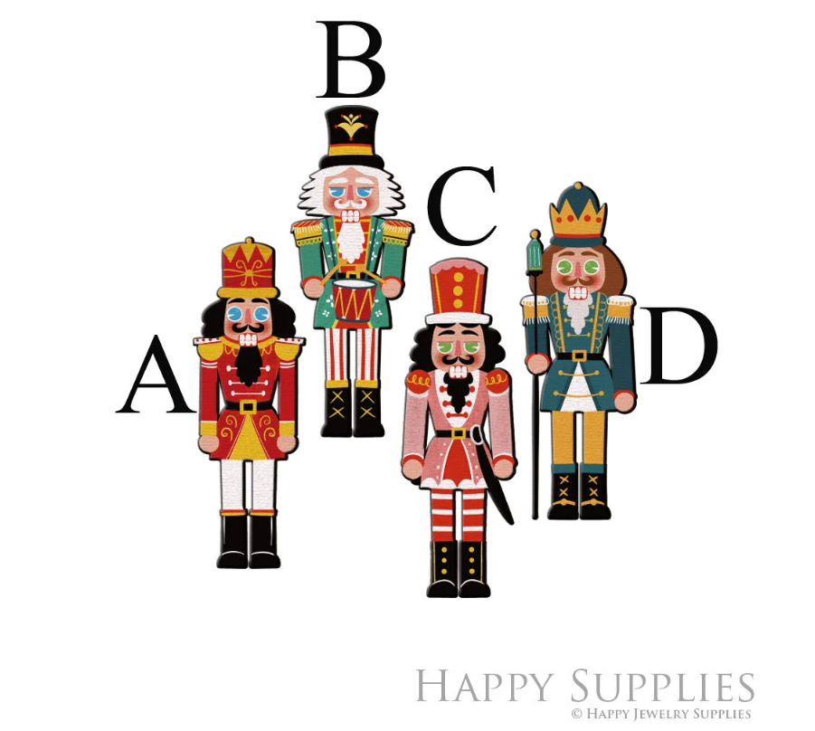 Handmade Jewelry Making Supplies Beads Cut Wooden Nutcrackers Christmas Charm For DIY Necklace Earring Brooch (CW924)