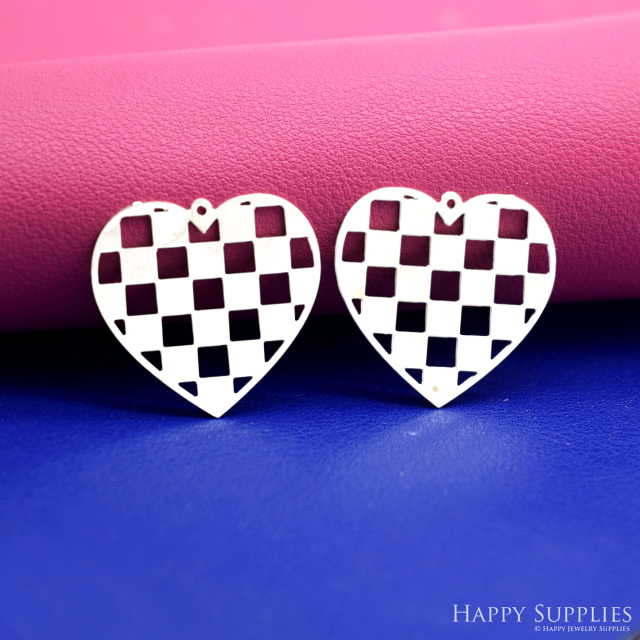 Stainless Steel Jewelry Charms, Raw Brass Charms, Heart Charms, Earrings Findings, Stainless Steel Silver Jewelry Pendants, Brass Jewelry Findings, Stainless Steel Pendants Jewelry Wholesale (D2943)