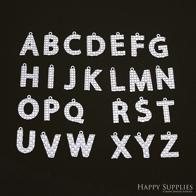 Mini Letter Corroded Stainless Steel Jewelry Charms, Mini Letter Brass Charms, Earring Charms, Stainless Steel Silver Jewelry Pendants, Corroded Brass Jewelry Findings, Jewelry Wholesale (SSB1039)