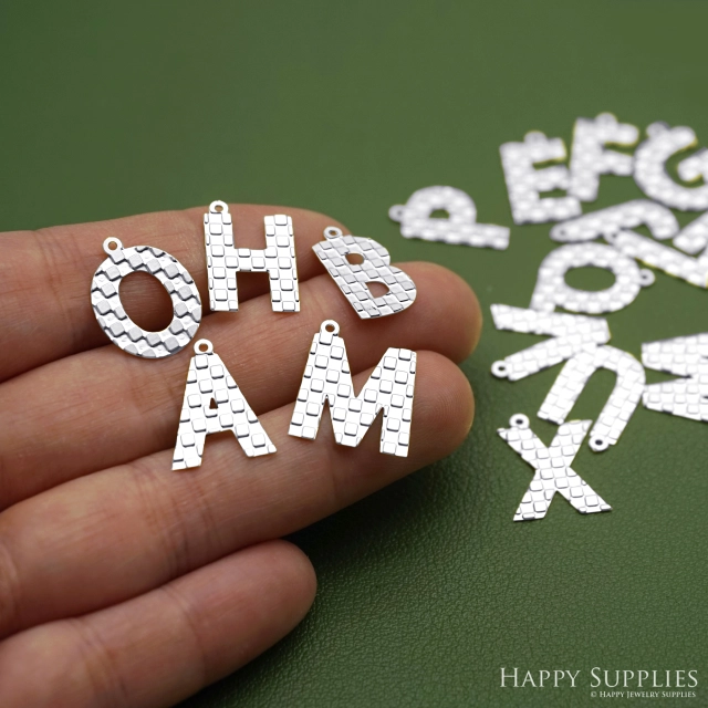 Mini Letter Corroded Stainless Steel Jewelry Charms, Mini Letter Brass Charms, Earring Charms, Stainless Steel Silver Jewelry Pendants, Corroded Brass Jewelry Findings, Jewelry Wholesale (SSB1039)