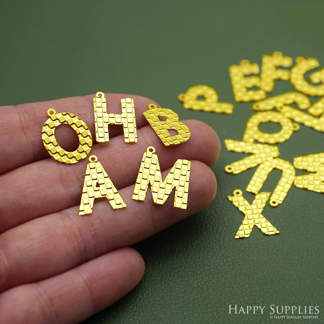 Mini Letter Corroded Stainless Steel Jewelry Charms, Mini Letter Brass Charms, Earring Charms, Stainless Steel Silver Jewelry Pendants, Corroded Brass Jewelry Findings, Jewelry Wholesale (SSB1039)