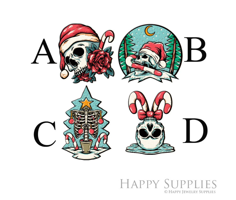 2pcs Handmade Jewelry Making Supplies Beads Cut Wooden Christmas Skull Charm For DIY Necklace Earring Brooch (CW927)