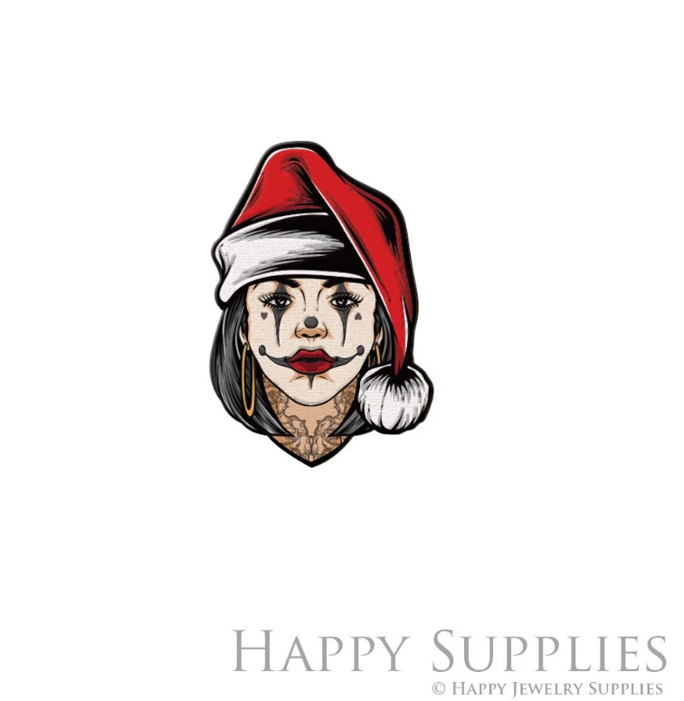 2pcs Handmade Jewelry Making Supplies Beads Cut Wooden Christmas Skull Charm For DIY Necklace Earring Brooch (CW930)