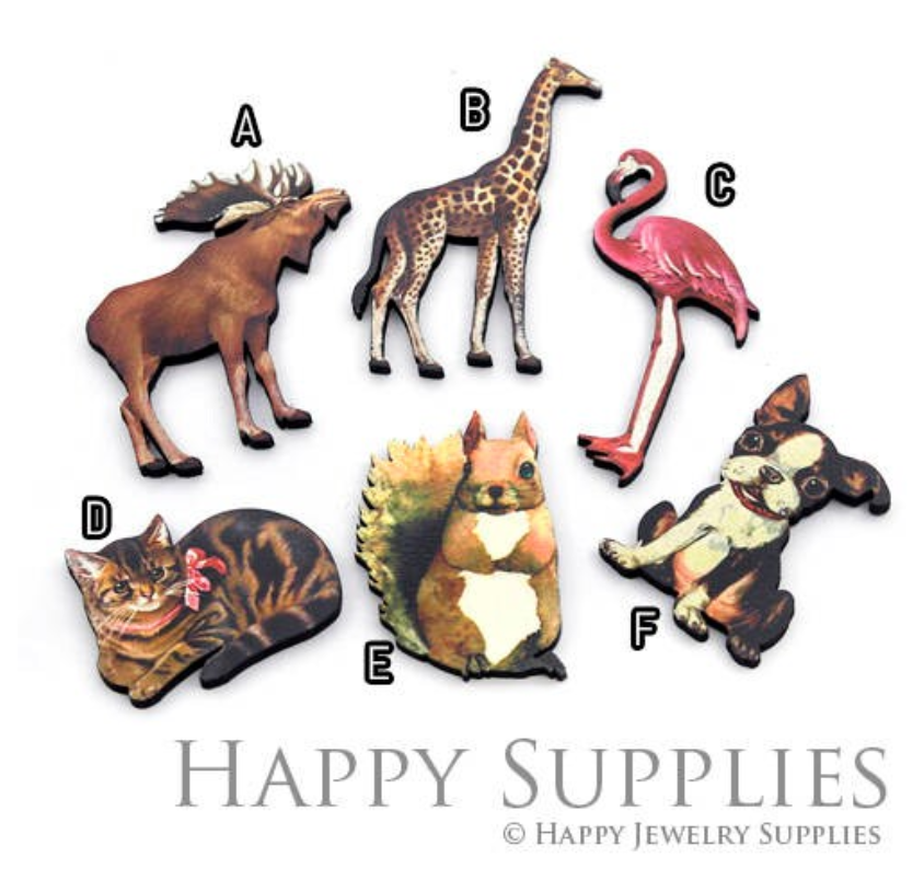 2pcs Handmade Jewelry Making Supplies Beads Cut Wooden Animal Charm For DIY Necklace Earring Brooch (CW079)