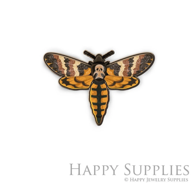 2pcs Handmade Jewelry Making Supplies Beads Cut Wooden Moth Charm For DIY Necklace Earring Brooch (CW553)